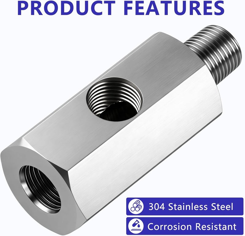 Senlinyu محول حساس ضغط الزيت 1/8 BSPT، من الفولاذ المقاوم للصدأ 304 1/8" BSPT أنثوي إلى ذكر مع منفذ NPT، لتغذية زيت التيربو ومقياس ضغط الزيت - Image 2